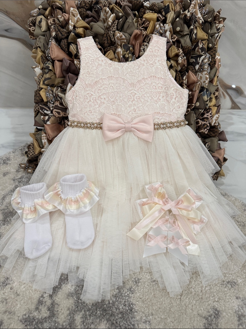 American Princess kids dress size 2T with ribboned socks & bow price is firm